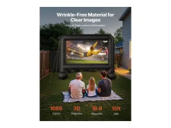 Tela de Projeção Inflável SucceBuy, Material 600D, Portátil com Saco de Armazenamento, Formato 16:9, Ideal para Home Cinema, 354 x 130 x 290 cm