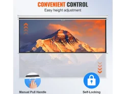 Tela de Projeção Retratil Manual SucceBuy, 100 Polegadas, Razão de Aspecto 16:9, 4K, 1080 HD