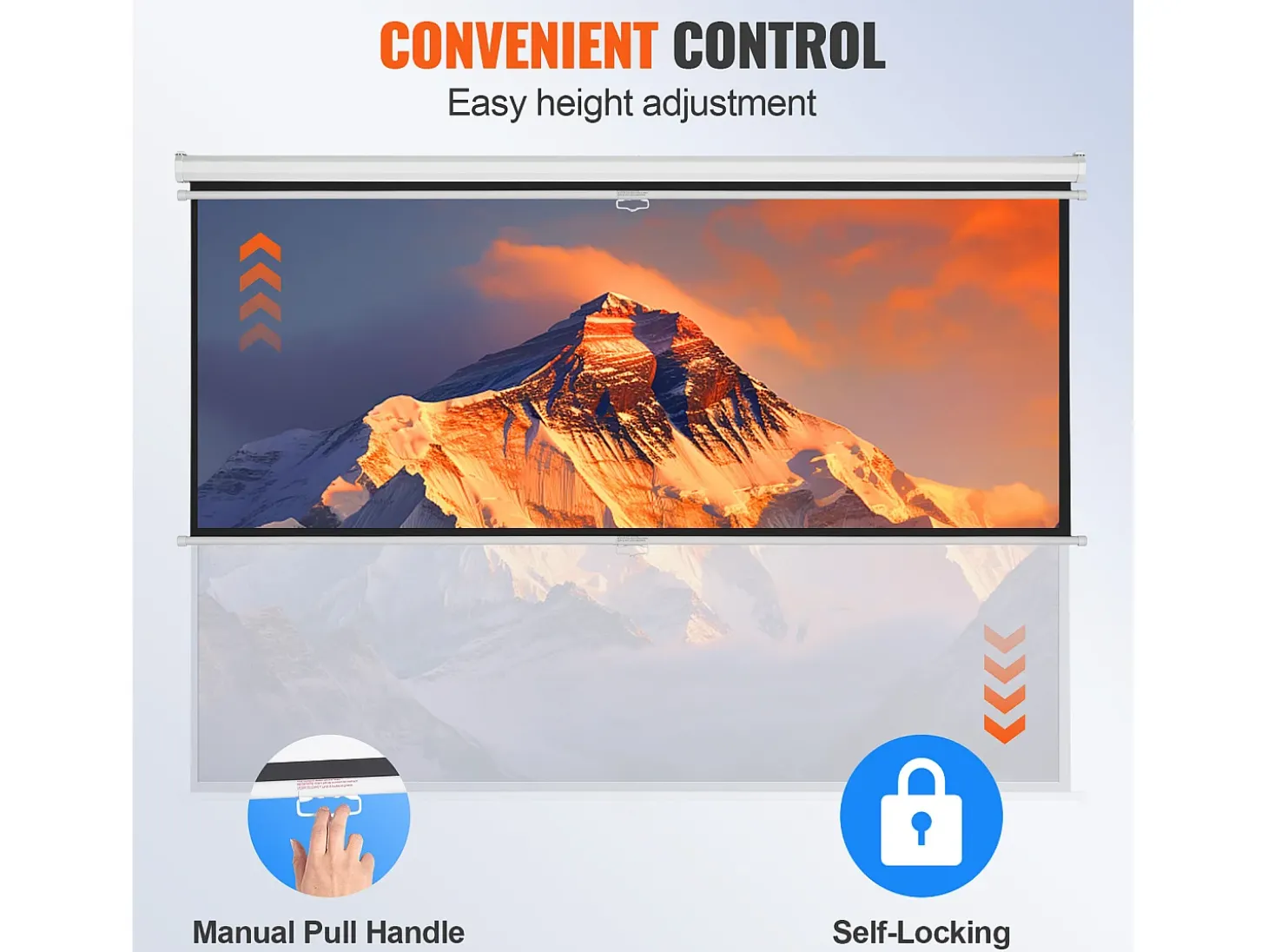 Tela de Projeção Retratil Manual SucceBuy, 100 Polegadas, Razão de Aspecto 16:9, 4K, 1080 HD