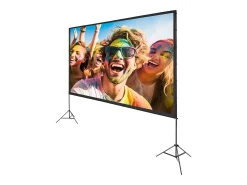 Tela de Projeção SucceBuy Portátil com Base, 381 cm, 16:9 HD de Duas Faces Anti-rugas e Grande Ângulo de Visão, para Projetores de Cinema em Casa