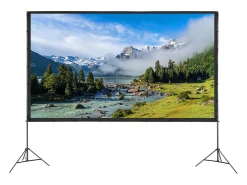 Tela de Projeção SucceBuy Portátil com Base, 381 cm, 16:9 HD de Duas Faces Anti-rugas e Grande Ângulo de Visão, para Projetores de Cinema em Casa