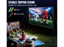 Tela de Projeção SucceBuy Portátil com Base, 254 cm, 16:9 HD de Duas Faces Anti-rugas e Grande Ângulo de Visão, para Projetores de Cinema em Casa