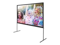 Tela de Projeção SucceBuy Portátil com Base, 254 cm, 16:9 HD de Duas Faces Anti-rugas e Grande Ângulo de Visão, para Projetores de Cinema em Casa