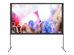 Tela de Projeção SucceBuy Portátil com Base, 254 cm, 16:9 HD de Duas Faces Anti-rugas e Grande Ângulo de Visão, para Projetores de Cinema em Casa