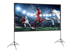 Tela de Projeção SucceBuy Portátil com Base, 305 cm, 16:9 HD de Duas Faces Anti-rugas e Grande Ângulo de Visão, para Projetores de Cinema em Casa