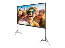 Tela de Projeção SucceBuy Portátil com Base, 305 cm, 16:9 HD de Duas Faces Anti-rugas e Grande Ângulo de Visão, para Projetores de Cinema em Casa