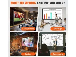 Tela de Projeção SucceBuy Portátil com Base, 305 cm, 16:9 HD de Duas Faces Anti-rugas e Grande Ângulo de Visão, para Projetores de Cinema em Casa