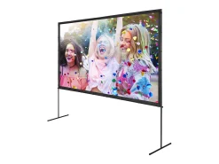 Tela de Projeção SucceBuy Portátil com Base, 305 cm, 16:9 HD de Duas Faces Anti-rugas e Grande Ângulo de Visão, para Projetores de Cinema em Casa
