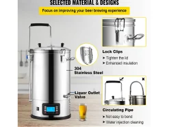 Tina de Mistura SucceBuy | Sistema de Mistura de Cerveja Todo-em-Um Pan com Bomba de Circulação 30 L
