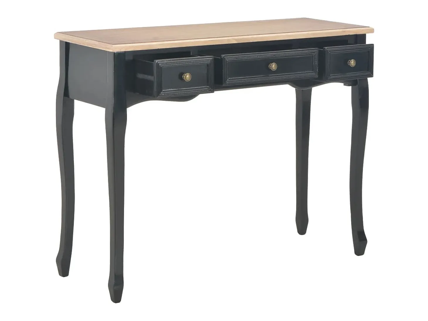 Toucador/mesa consola com 3 gavetas preto