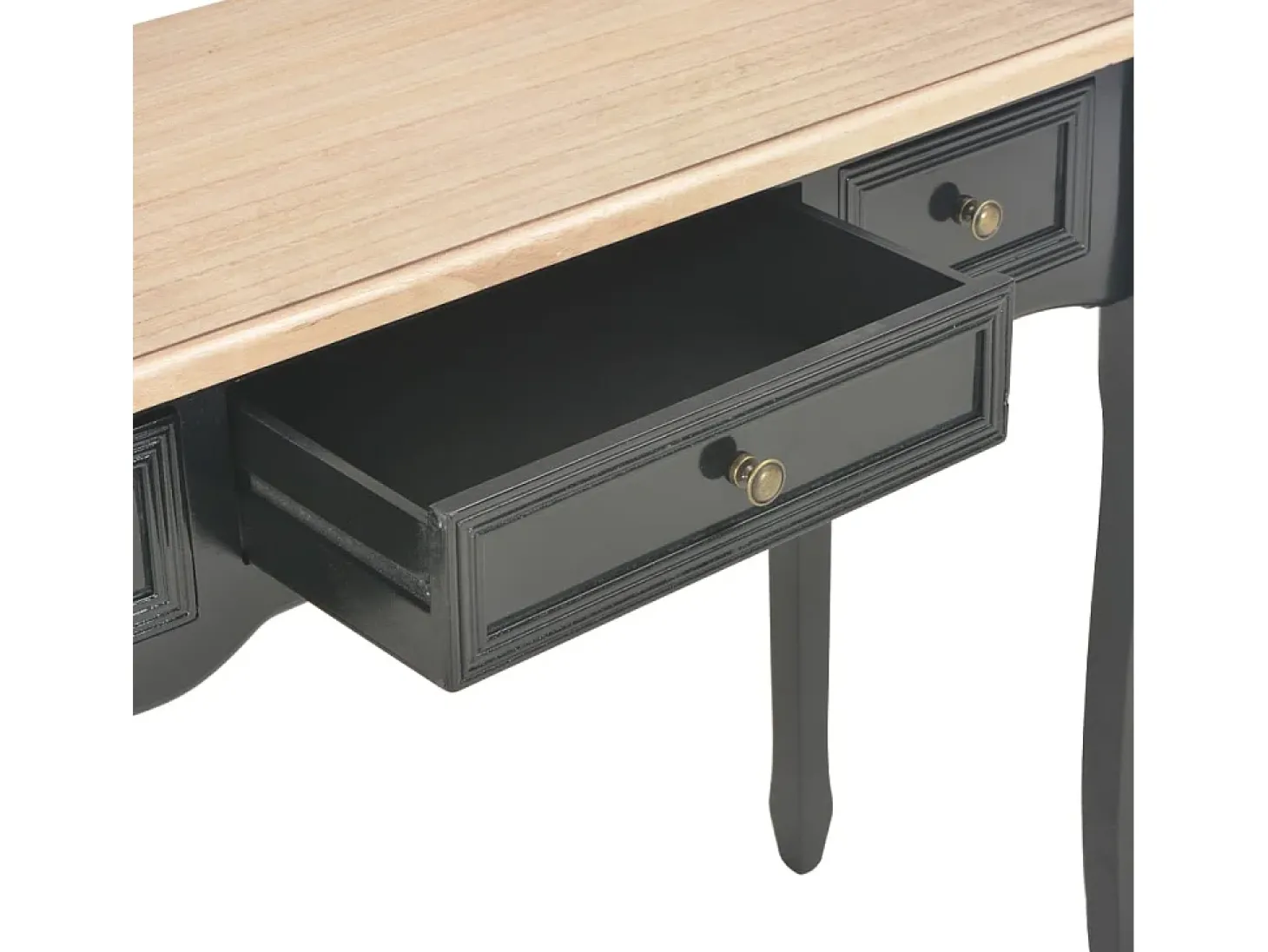 Toucador/mesa consola com 3 gavetas preto