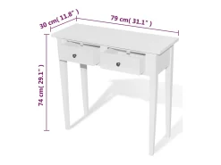Toucador/mesa consola com duas gavetas branco