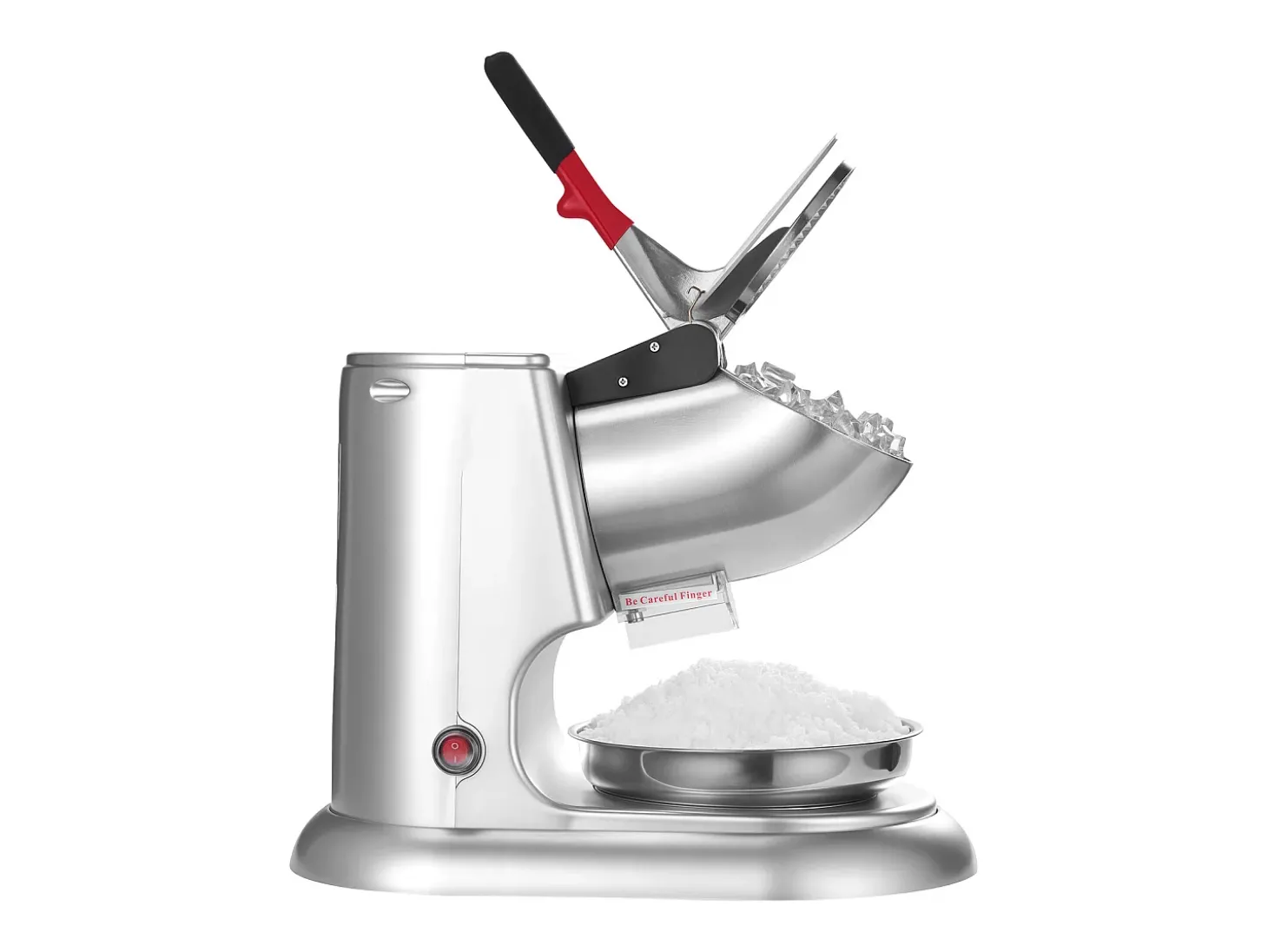 Triturador de Gelo SucceBuy Elétrico Capacidade de 100 kg/h, Máquina de Gelo Picado a 4 Lâminas, de Aço Inoxidável, com Tigela e Tampa, 2000 rpm