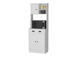 TUHOME Armário de Cozinha para Micro-ondas Powell com 3 Portas, Puxadores e Gaveta