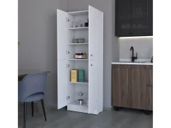 TUHOME Armário Despensa Cameron com 4 Portas e 5 Prateleiras Ocultas, Branco