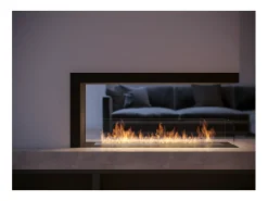 U1000.2 Lareira embutida a bioetanol design com vidro aberto em 3 lados Queimador de 2 litros