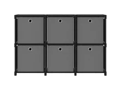Unid. prateleiras 6 cubos c/ caixas 103x30x72,5cm tecido preto PT425396