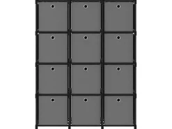 Unid. prateleiras 12 cubos c/ caixas 103x30x141 cm tecido preto PT174819