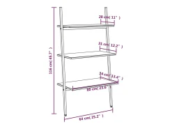 Unidade 3 prateleiras inclinada 64x34x116 cm preto