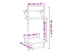 Unidade 2 prateleiras parede com barras 2 pcs 30x25x65 cm preto