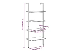 Unidade 4 prateleiras 64x35x152,5 cm castanho-escuro e preto