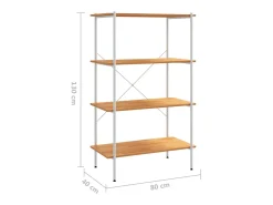 Unidade com 4 prateleiras 80x40x130 cm branco/cor de carvalho