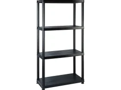 Unidade com 4 prateleiras 244x30,5x130 cm plástico preto PT123356