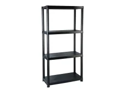 Unidade com 4 prateleiras 61x30,5x130 cm plástico preto PT488870