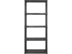 Unidade com 5 prateleiras 142x38x170 cm plástico preto PT697993