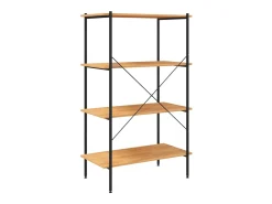 Unidade com 4 prateleiras 80x40x130 cm preto/cor de carvalho PT842398