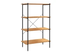 Unidade com 4 prateleiras 80x40x130 cm preto/cor de carvalho PT842398
