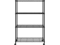 Unidade de 4 prateleiras com rodas 90x35x142 cm 200 Kg preto PT243563