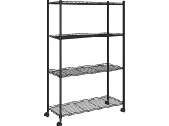 Unidade de 4 prateleiras com rodas 90x35x142 cm 200 Kg preto PT243563