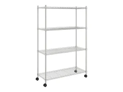 Unidade de 4 prateleiras com rodas 90x35x142 cm 200 Kg cromado PT366203