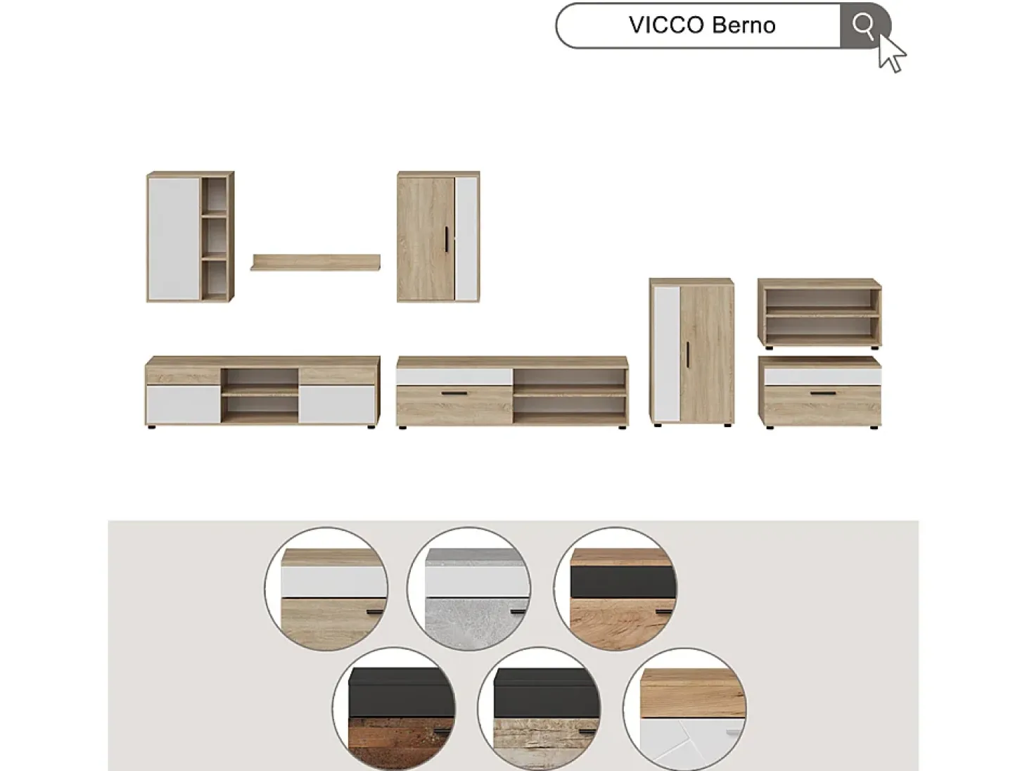 Unidade de parede carvalho goldkraft/branco 139.8x35.4x38.9 berno