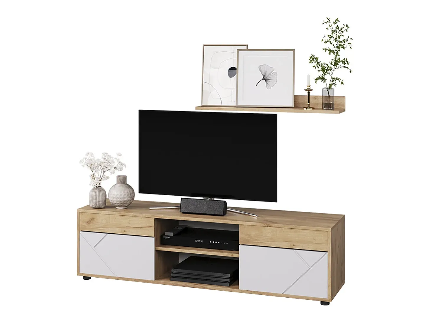 Unidade de parede carvalho goldkraft/branco 139.8x35.4x38.9 berno