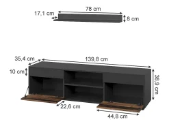 Unidade de parede preto/estilo antigo 139.8x35.4x38.9 berno