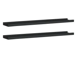 Unidade de prateleiras com rebordo 2 pcs 80x9x3 cm MDF preto PT342514