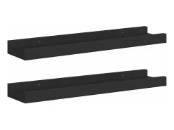 Unidade de prateleiras com rebordo 2 pcs 40x9x3 cm MDF preto