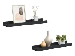Unidade de prateleiras com rebordo 2 pcs 40x9x3 cm MDF preto