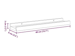 Unidade de prateleiras com rebordo 2 pcs 40x9x3 cm MDF preto