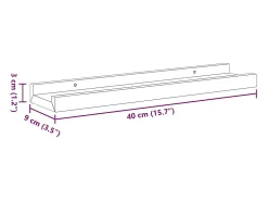 Unidade de prateleiras com rebordo 2 pcs 40x9x3 cm MDF preto