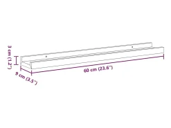 Unidade de prateleiras com rebordo 2 pcs 60x9x3 cm MDF branco