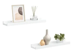 Unidade de prateleiras com rebordo 2 pcs 40x9x3 cm MDF branco