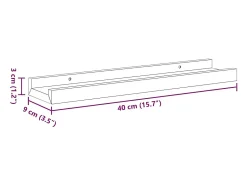 Unidade de prateleiras com rebordo 2 pcs 40x9x3 cm MDF branco