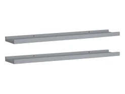 Unidade de prateleiras com rebordo 2 pcs 80x9x3 cm MDF cinzento PT920883