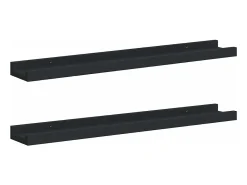 Unidade de prateleiras com rebordo 2 pcs 60x9x3 cm MDF preto
