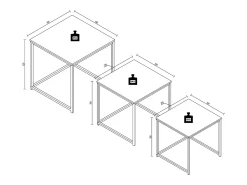 VCM 3 pcs Set Mesa lateral | Mesa de centro simples | Mesa de sofá de metal e MDF | Mesa de centro - Glisal (Preto)