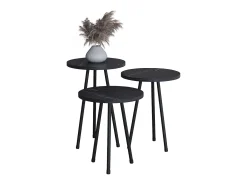 VCM 3 pcs Set side table | Tabela em design de óptica de mármore simples | Dimensões aprox. A. 42/47/52 x L. 34 x P. 34 cm | Mesa de estar - Mirola (Preto)