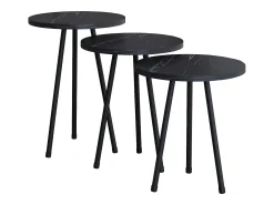 VCM 3 pcs Set side table | Tabela em design de óptica de mármore simples | Dimensões aprox. A. 42/47/52 x L. 34 x P. 34 cm | Mesa de estar - Mirola (Preto)